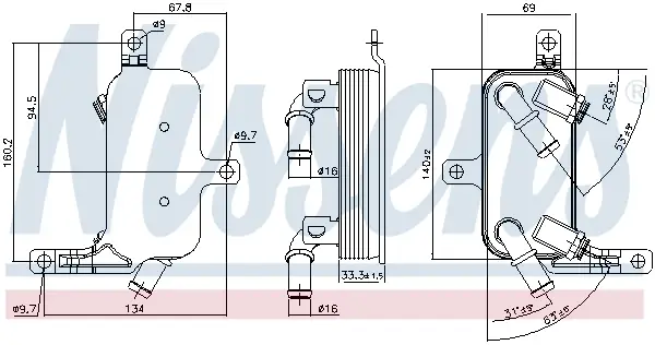 NISSENS 91109 - Ölkühler, Automatikgetriebe Zertifiziert
