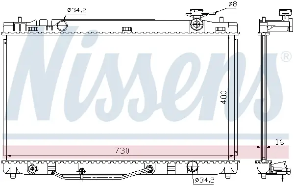 Super-Preis NISSENS 646808 - Kühler, Motorkühlung