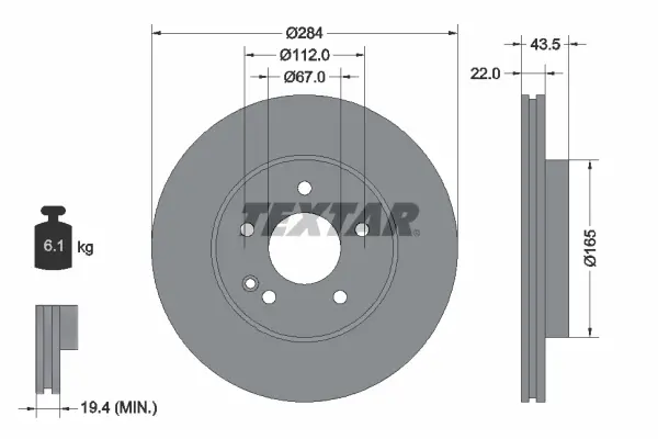 TEXTAR 92059405 - Bremsscheibe - PRO+ Mega-Angebot