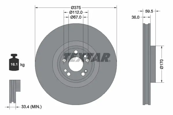 Geprüft TEXTAR 92346705 - Bremsscheibe - PRO+
