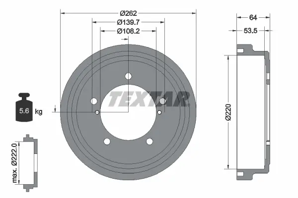 Ausverkauf TEXTAR 94045700 - Bremstrommel