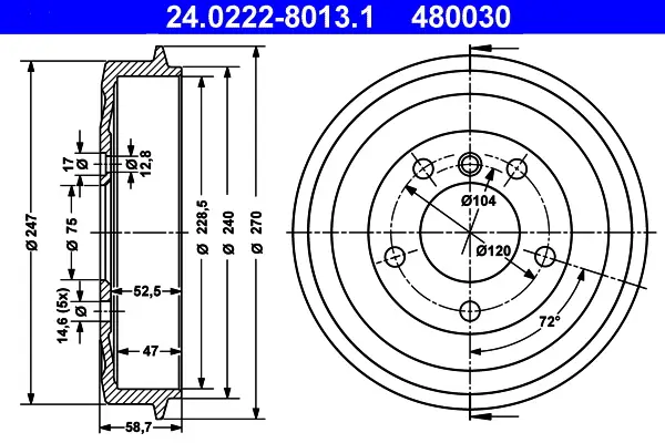 ATE 24.0222-8013.1 - Bremstrommel Sonderaktion