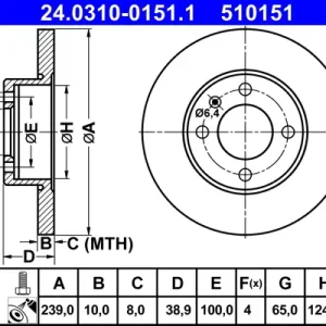 Aktuell ATE 24.0310-0151.1 - Bremsscheibe - PowerDisc