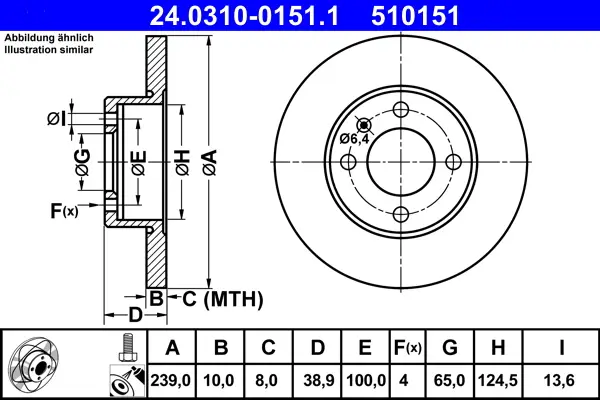 Aktuell ATE 24.0310-0151.1 - Bremsscheibe - PowerDisc