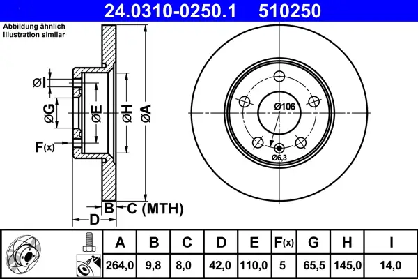 ATE 24.0310-0250.1 - Bremsscheibe - PowerDisc Preis Gesenkt