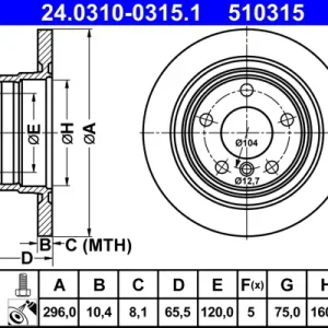 Neue Kollektion ATE 24.0310-0315.1 - Bremsscheibe - PowerDisc