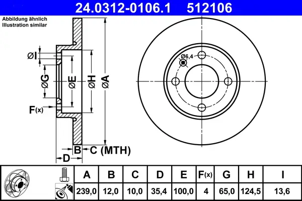 Online Kaufen ATE 24.0312-0106.1 - Bremsscheibe - PowerDisc