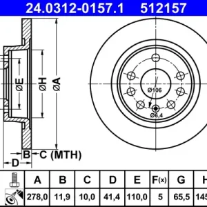 Neue Ware ATE 24.0312-0157.1 - Bremsscheibe - PowerDisc
