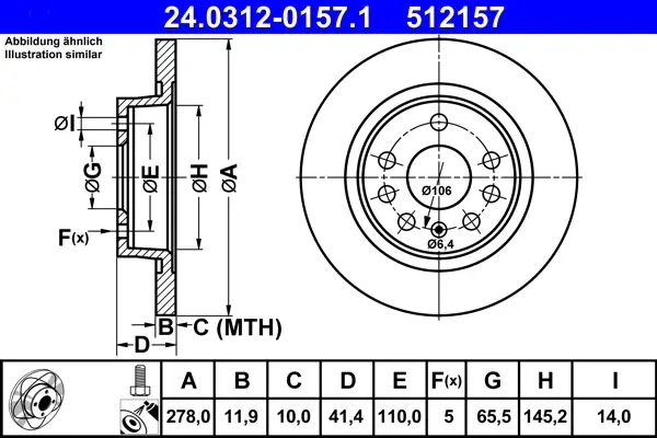 Neue Ware ATE 24.0312-0157.1 - Bremsscheibe - PowerDisc