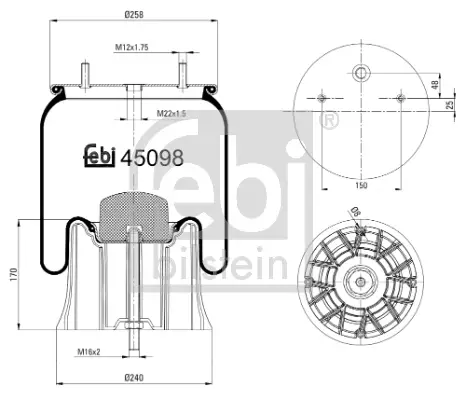 Neuheit FEBI BILSTEIN 45098 - Federbalg, Luftfederung
