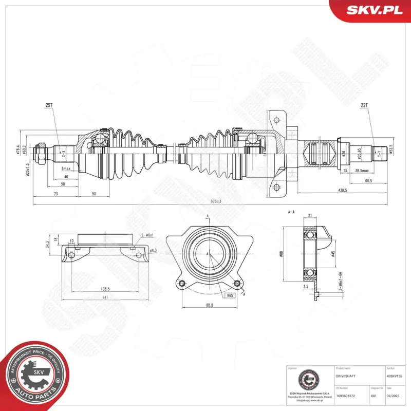 ESEN SKV 40SKV136 - Antriebswelle Neue Kollektion