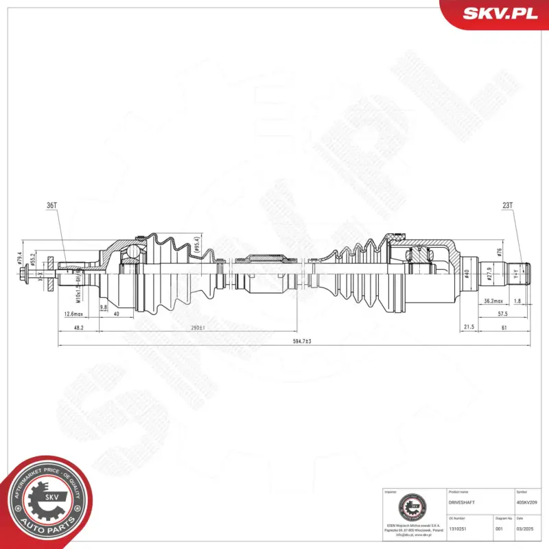 ESEN SKV 40SKV209 - Antriebswelle Sale