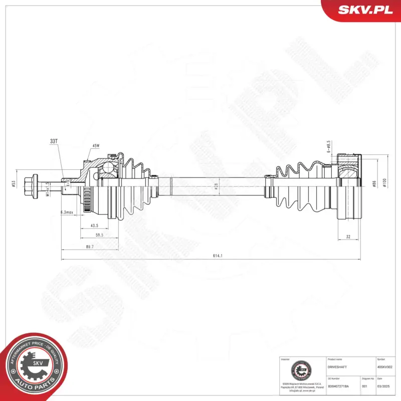 Direktkauf ESEN SKV 40SKV302 - Antriebswelle