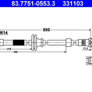 Zertifiziert ATE 83.7751-0553.3 - Bremsschlauch