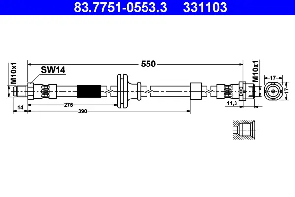 Zertifiziert ATE 83.7751-0553.3 - Bremsschlauch