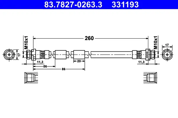 Letzte Chance ATE 83.7827-0263.3 - Bremsschlauch
