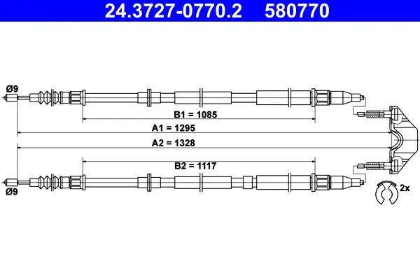 ATE 24.3727-0770.2 - Seilzug, Feststellbremse Sale