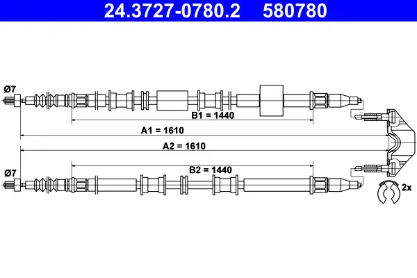 ATE 24.3727-0780.2 - Seilzug, Feststellbremse Expressversand