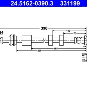 Neu Im Sortiment ATE 24.5162-0390.3 - Bremsschlauch