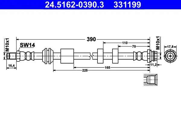 Neu Im Sortiment ATE 24.5162-0390.3 - Bremsschlauch