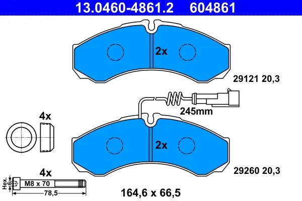 ATE 13.0460-4861.2 - Bremsbelagsatz, Scheibenbremse Versand Am Gleichen Tag