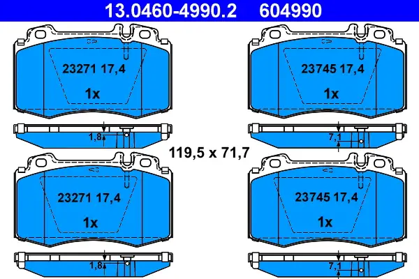 Jetzt Bestellen ATE 13.0460-4990.2 - Bremsbelagsatz, Scheibenbremse
