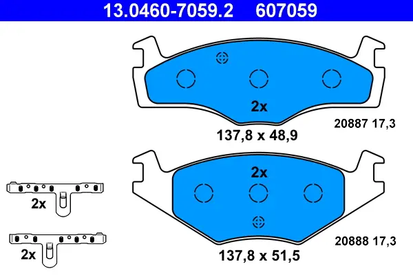 Mega-Angebot ATE 13.0460-7059.2 - Bremsbelagsatz, Scheibenbremse