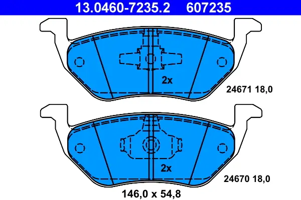 Knallerangebot ATE 13.0460-7235.2 - Bremsbelagsatz, Scheibenbremse