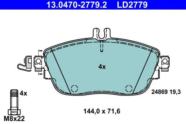 ATE 13.0470-2779.2 - Bremsbelagsatz, Scheibenbremse - ATE Ceramic Markenware