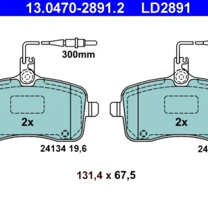 ATE 13.0470-2891.2 - Bremsbelagsatz, Scheibenbremse - ATE Ceramic Markenprodukt