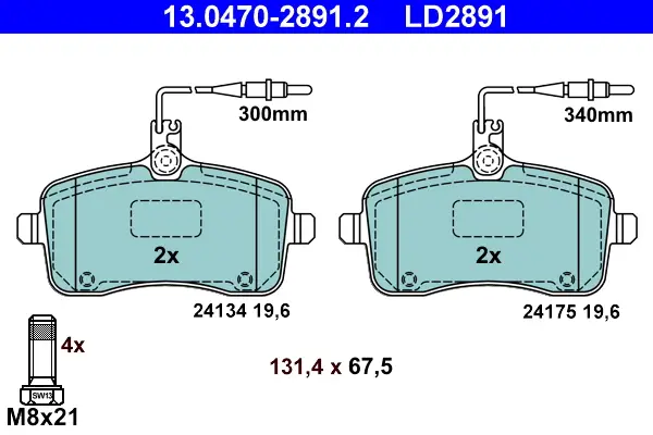 ATE 13.0470-2891.2 - Bremsbelagsatz, Scheibenbremse - ATE Ceramic Markenprodukt