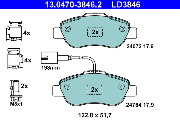 ATE 13.0470-3846.2 - Bremsbelagsatz, Scheibenbremse - ATE Ceramic Neu Im Sortiment