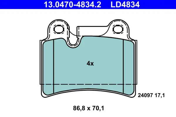 Top-Angebot ATE 13.0470-4834.2 - Bremsbelagsatz, Scheibenbremse - ATE Ceramic