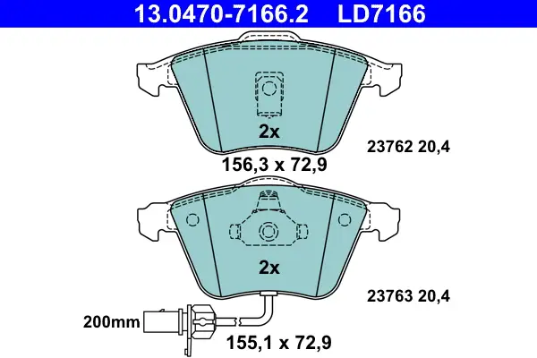 ATE 13.0470-7166.2 - Bremsbelagsatz, Scheibenbremse - ATE Ceramic Abverkauf