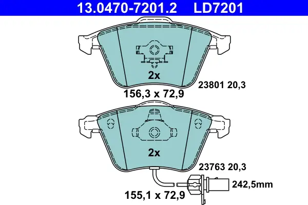 ATE 13.0470-7201.2 - Bremsbelagsatz, Scheibenbremse - ATE Ceramic Kracherpreis