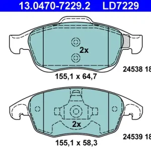 ATE 13.0470-7229.2 - Bremsbelagsatz, Scheibenbremse - ATE Ceramic Markenware