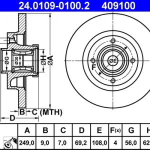 Wochenendangebot ATE 24.0109-0100.2 - Bremsscheibe