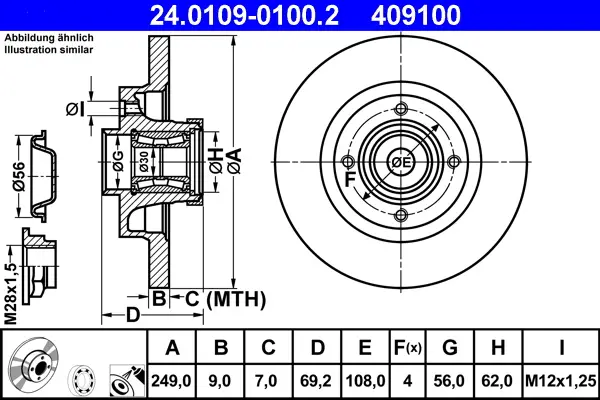 Wochenendangebot ATE 24.0109-0100.2 - Bremsscheibe