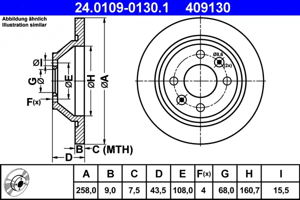 ATE 24.0109-0130.1 - Bremsscheibe Super-Preis