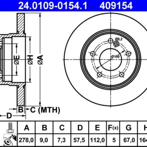 Angebot ATE 24.0109-0154.1 - Bremsscheibe