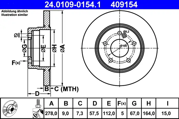 Angebot ATE 24.0109-0154.1 - Bremsscheibe