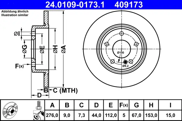ATE 24.0109-0173.1 - Bremsscheibe Mega-Angebot