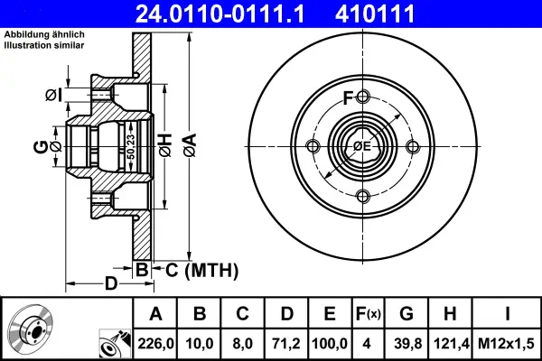 ATE 24.0110-0111.1 - Bremsscheibe Online Kaufen