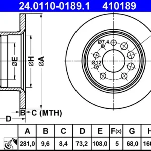 Super-Preis ATE 24.0110-0189.1 - Bremsscheibe