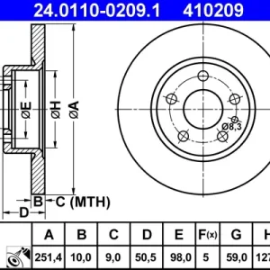 ATE 24.0110-0209.1 - Bremsscheibe Preisreduziert
