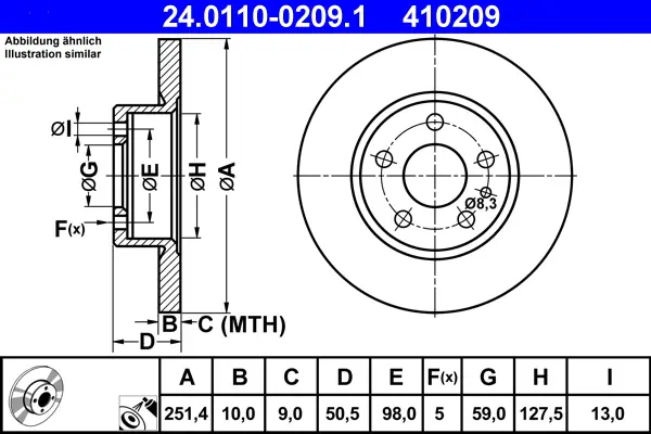 ATE 24.0110-0209.1 - Bremsscheibe Preisreduziert