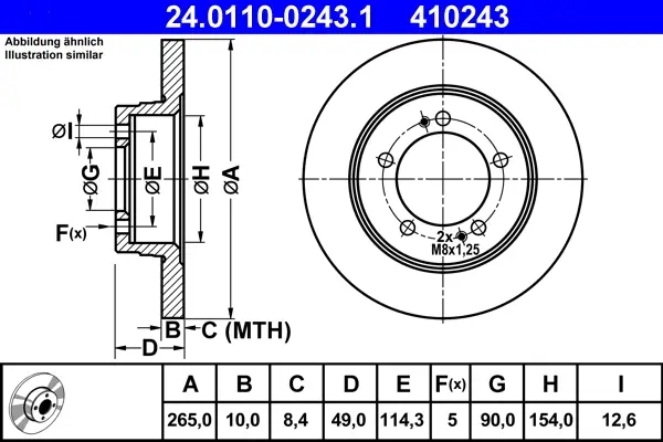 ATE 24.0110-0243.1 - Bremsscheibe Aktuell