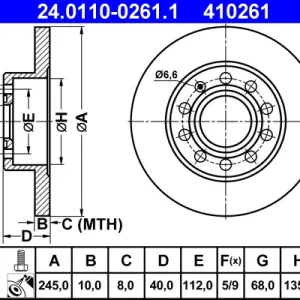 ATE 24.0110-0261.1 - Bremsscheibe Markenprodukt