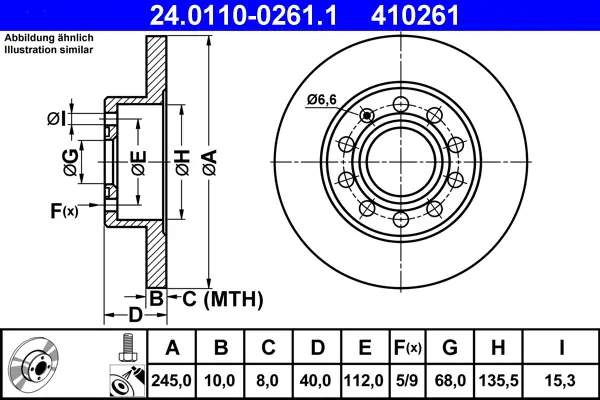 ATE 24.0110-0261.1 - Bremsscheibe Markenprodukt