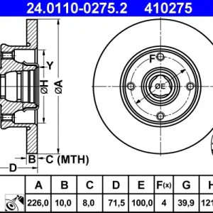 ATE 24.0110-0275.2 - Bremsscheibe Heißes Angebot
